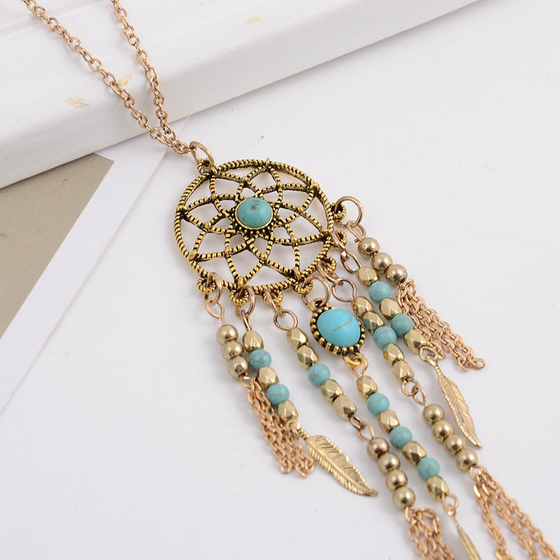 BoHo Handmade Dreamcatcher Necklace - Gold Plated