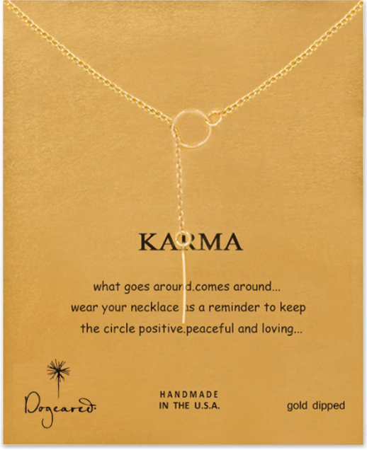 "Karma" Choker with Circle and Drop Bar with Message Gift Card