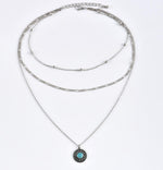 Vintage Style Three Tier Layered Choker Silver & Turquoise Necklace