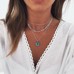 Vintage Style Three Tier Layered Choker Silver & Turquoise Necklace