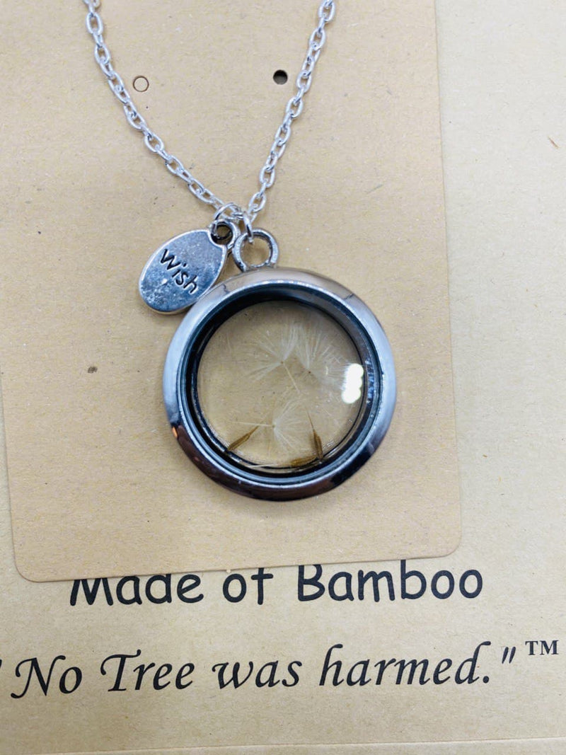 Handmade Dandelion Seeds Floating Necklace "Wish" Pendant