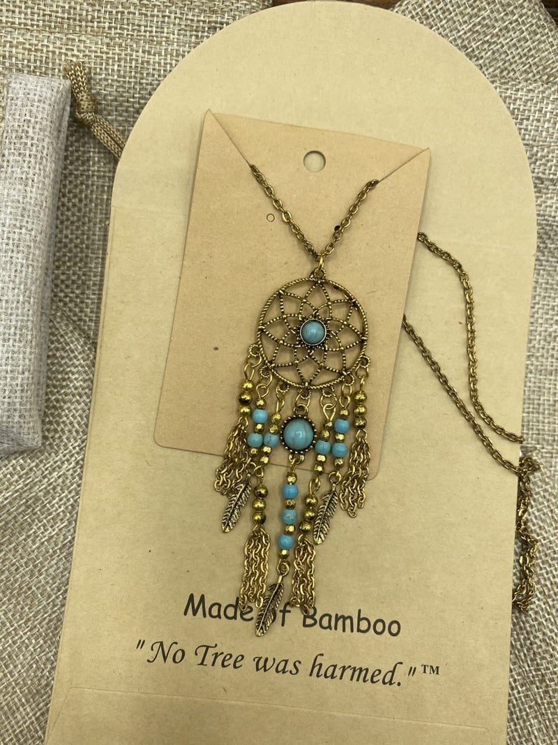 BoHo Handmade Dreamcatcher Necklace - Gold Plated