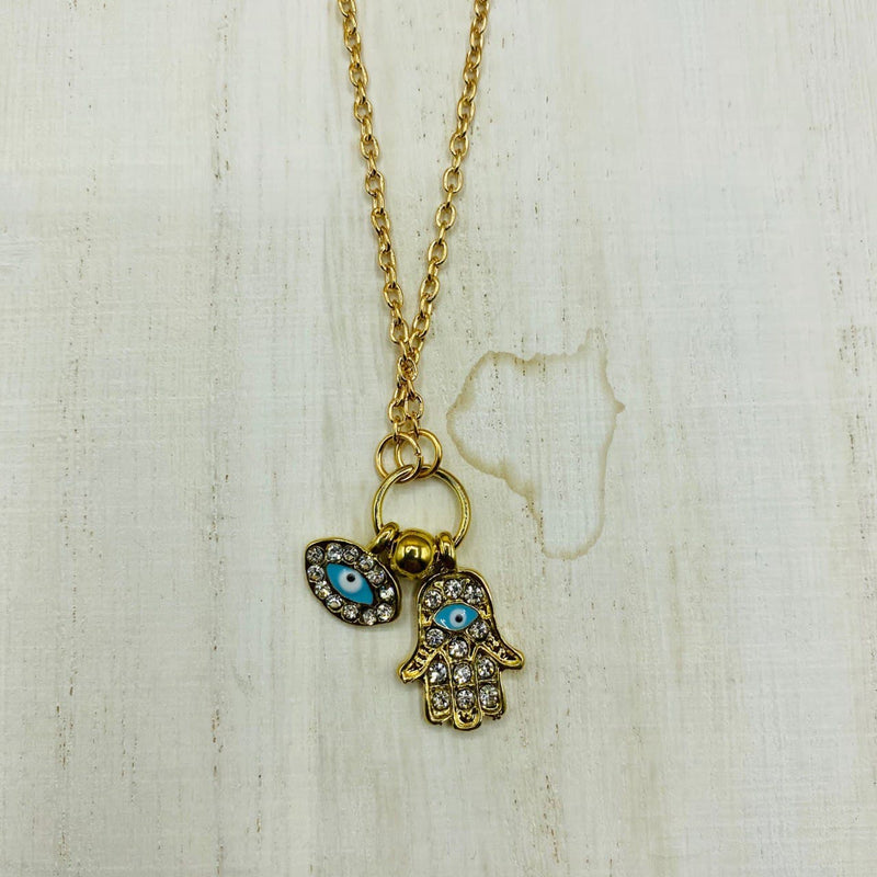 BoHo Evil Eye Hamsa Pendant Gold Plated