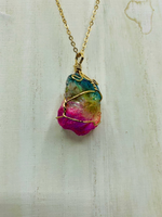 Natural Stunning Quartz Rainbow 7 Chakra Crystal Necklace