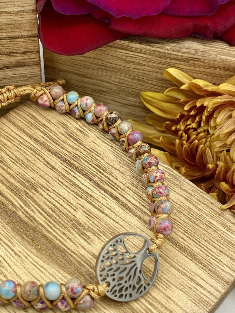 Stunning Handmade Bohemian Rope Wrapped Multi Colored Tree Of Life Bracelet