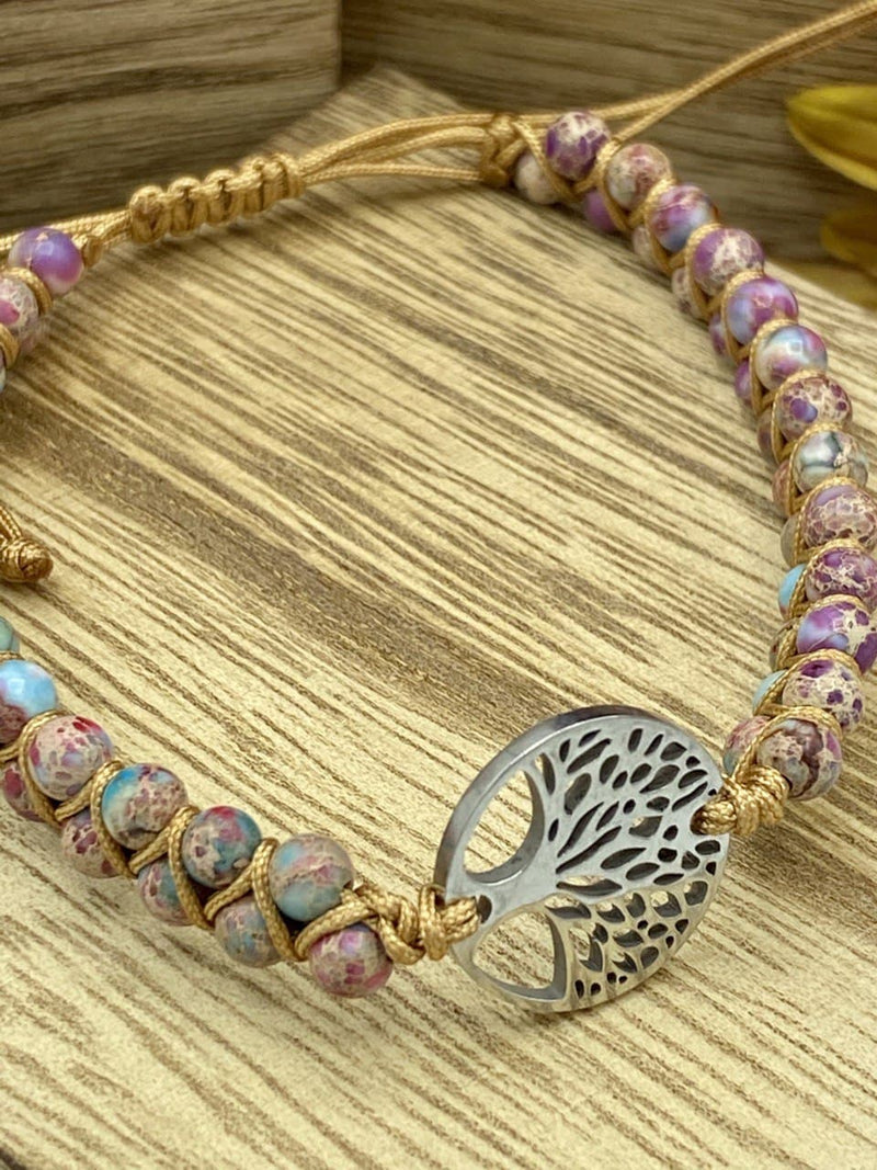 Stunning Handmade Bohemian Rope Wrapped Multi Colored Tree Of Life Bracelet
