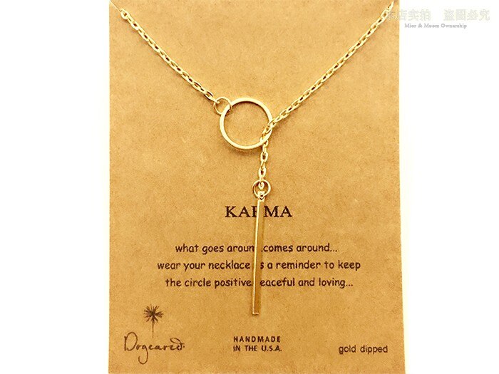 "Karma" Choker with Circle and Drop Bar with Message Gift Card