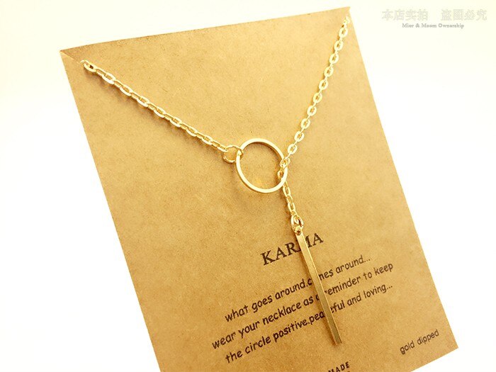 "Karma" Choker with Circle and Drop Bar with Message Gift Card