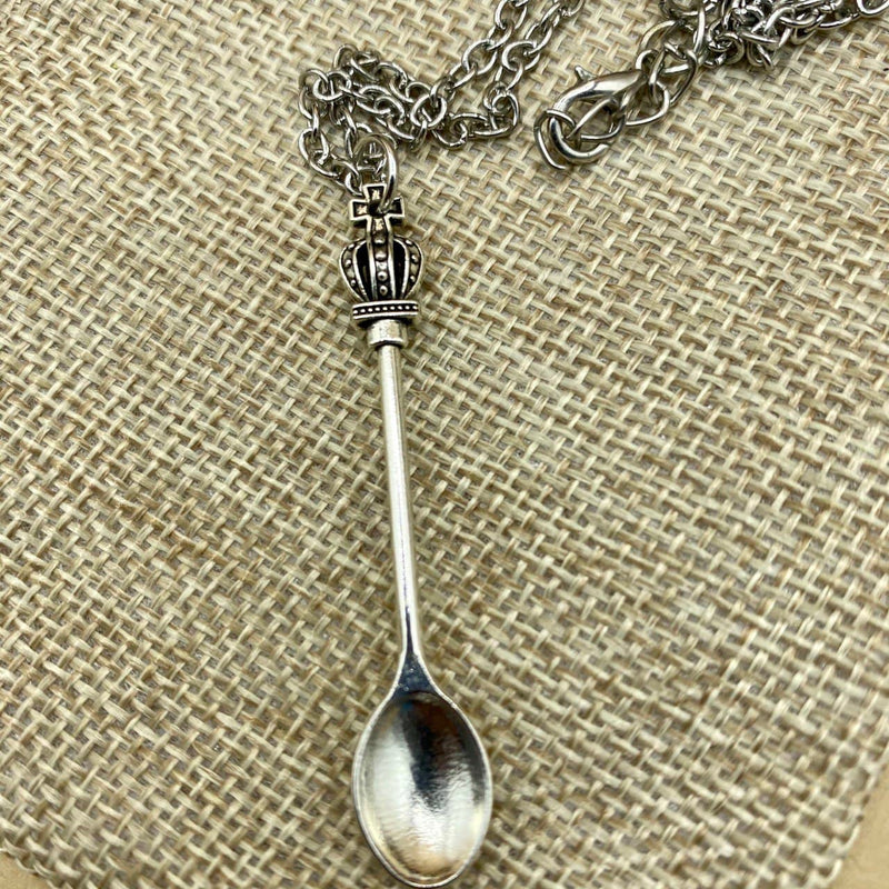 Vintage Classical Tea Spoon With Crown Handle - Silver