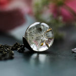 Handmade Dandelion Seed Encased in Glass Orb with attached  "Wish" Charm